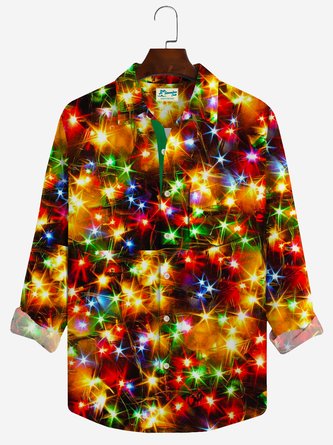 Golden Christmas Pockets Holiday Series Long Shirts - Royaura