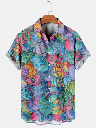 Fun Vintage Men's Easter Element Print Hawaiian Shirt- Royaura