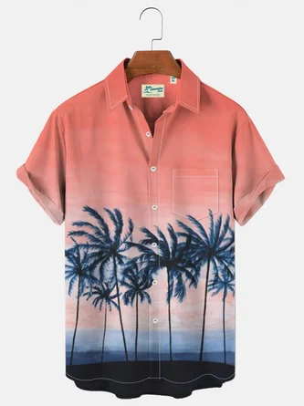 Red Coconut Tree Cotton-Blend Holiday Series Shirts - Royaura