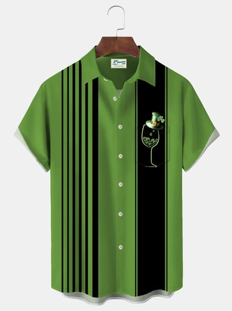 Mens Retro Camp Comfortable-Blend 50S Vintage Bowling Shirts - Royaura