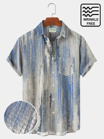 Blue Cotton-Blend Holiday Series Abstract Shirts - Royaura