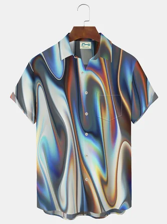 Multicolor Art Series Ombre/tie-Dye Pockets Shirts - Royaura