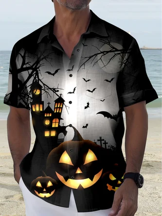 Black Hawaii Series Pockets Halloween Shirts - Royaura