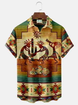 Color Ethnic Pattern Vintage Series Shirts - Royaura