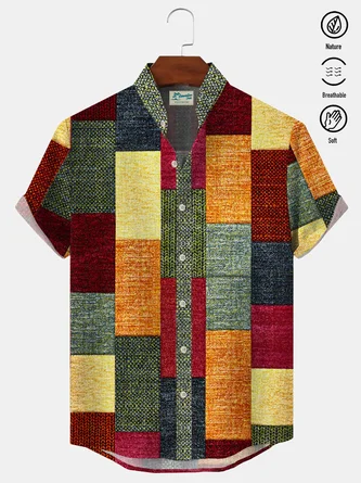 Multicolors Geometric Casual Pockets Shirts - Royaura